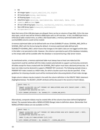Microsoft SQL Server 2014 in memory oltp tdm white paper | PDF