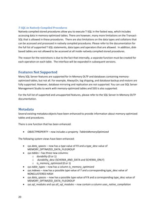 Microsoft SQL Server 2014 in memory oltp tdm white paper | PDF