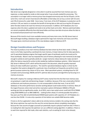 Microsoft SQL Server 2014 in memory oltp tdm white paper | PDF ...