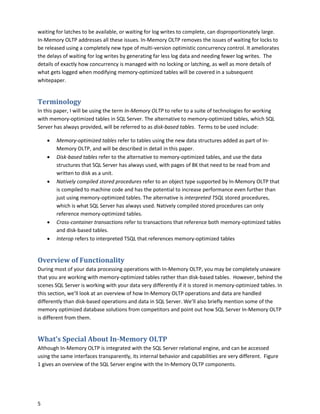 Microsoft SQL Server 2014 in memory oltp tdm white paper | PDF ...