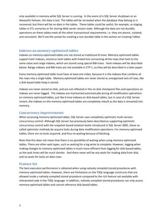 Microsoft SQL Server 2014 in memory oltp tdm white paper | PDF