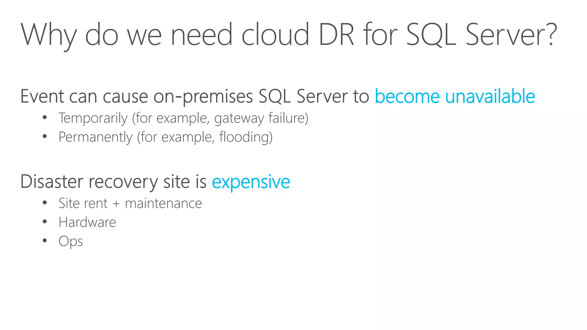 Backup to Windows Azure
Windows Azure
storage
WA
WindowsAzure
Blobs
• On-site/off-site storage costs
• Device management costs
Box
• XDrives limited to 1 terabyte
• Max 16 drives
• Manage drives and policy
• Near “bottomless” storage
• Off-site, geo-redundant
• No provisioning
• No device management
• Media safety (decay-free)
• Remote accessibility
 