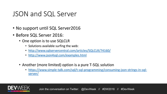 SQL Server 2016 JSON | PPT | Free Download