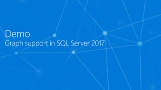 Demo
Graph support in SQL Server 2017
 