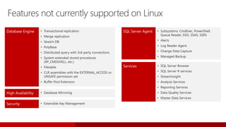 Features not currently supported on Linux
 
