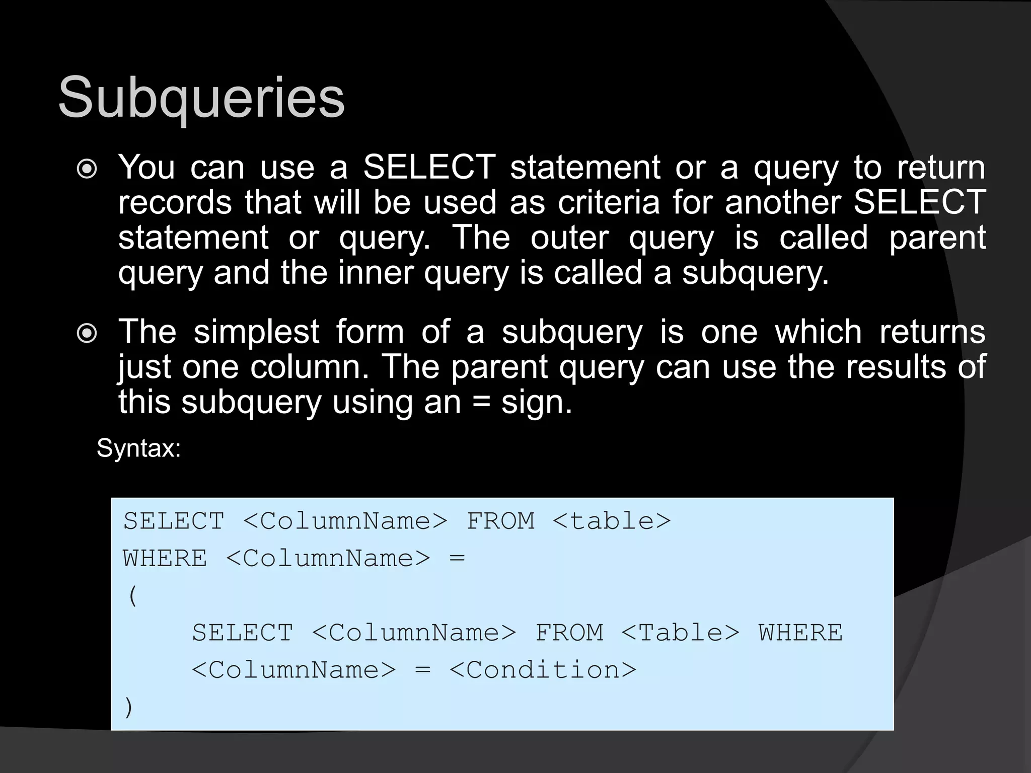 Sql server ___________ (advance sql) | PPT
