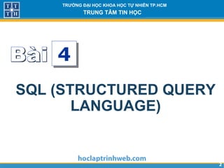 22
TRƯỜNG ĐẠI HỌC KHOA HỌC TỰ NHIÊN TP.HCM
TRUNG TÂM TIN HỌC
SQL (STRUCTURED QUERY
LANGUAGE)
4
 