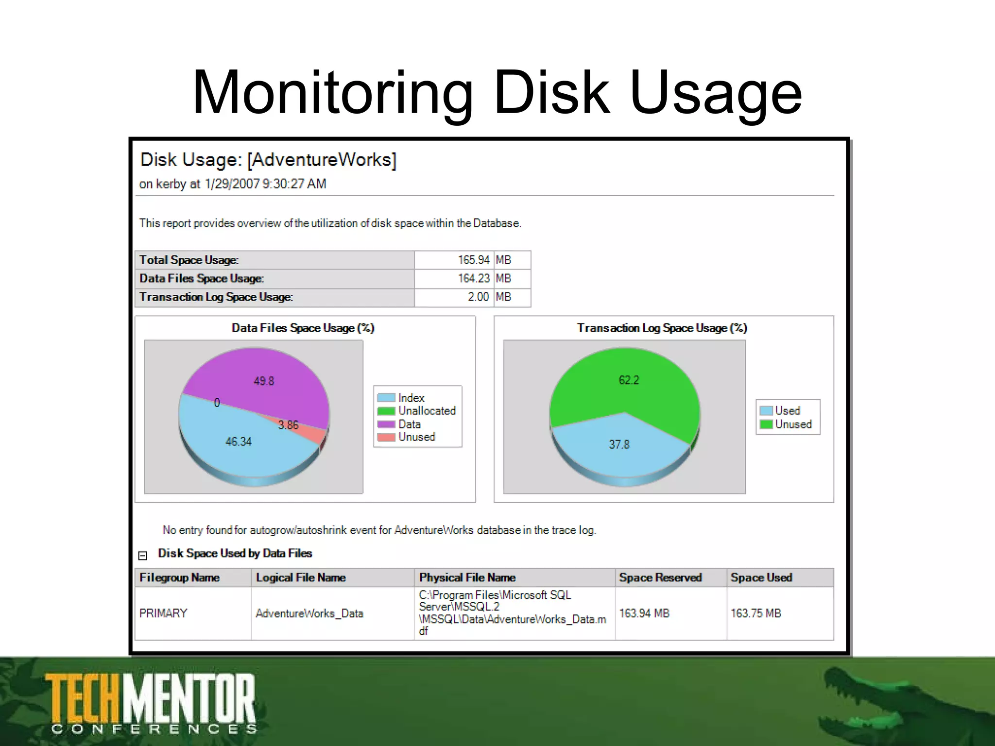 Monitoring Disk Usage 
