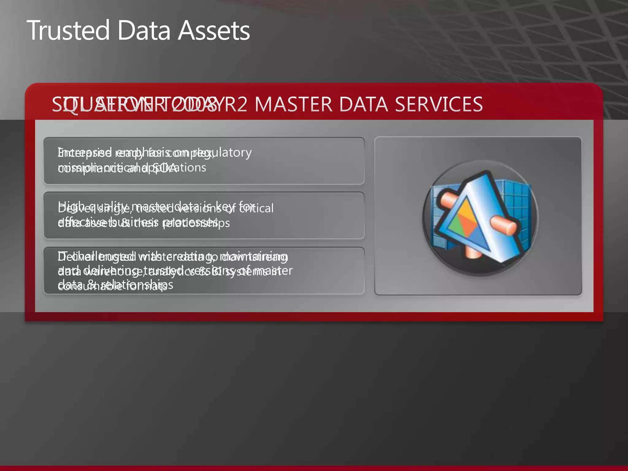 The Microsoft BI Solution StackBUSINESS USER EXPERIENCEBUSINESS COLLABORATION PLATFORMData Infrastructure & BI PlatformAnalysis ServicesReporting ServicesMaster Data ServicesIntegration ServicesData MiningData WarehousingDATA INFRASTRUCTURE & BI PLATFORM