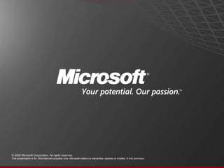 StreamInsightPlatform from Microsoft for continuous and incremental processing of event streams from multiple sources based on declarative query and pattern specifications with low latencyEVENT TARGETSEVENT SOURCESAPPLICATIONPagers & Monitoring devicesDevices, SensorsMSFT CEP EngineInput AdaptersOutput AdaptersWeb serversKPI Dashboards, SharePoint UIEvent stores & DatabasesTrading stationsBloomberg.comReference dataStock tickers & News feedsEvent stores & DatabasesPLATFORM FOR KEY MARKET OPPORTUNITIESKEY SOLUTION REQUIREMENTSEvent driven
