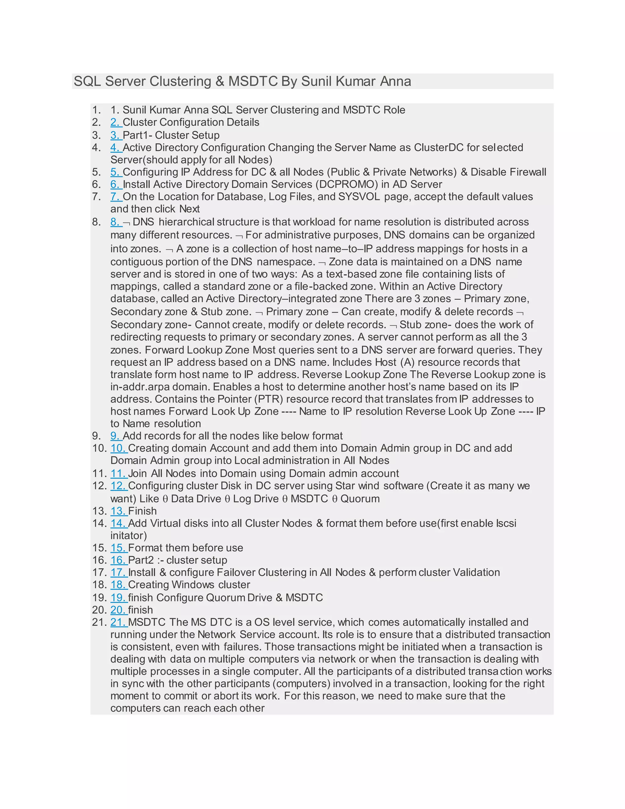 Sql server clustering msdtc | PDF
