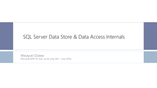 SQL Server Data Store & Data Access Internals
Masayuki Ozawa
Microsoft MVP for SQL Server (July 2011 - June 2014)
 