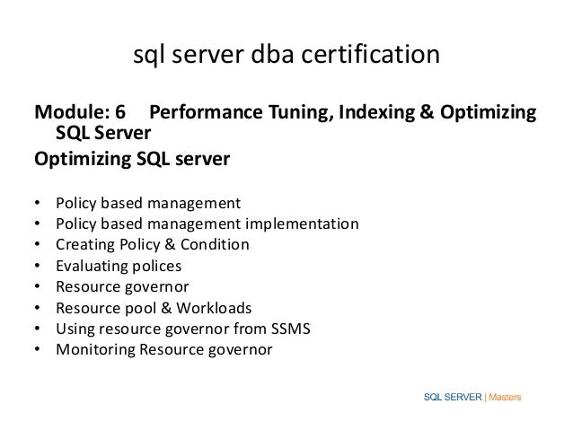 Sql server dba certification