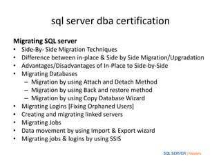Sql server dba certification | PPTX | Databases | Computer Software and ...