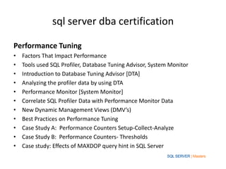 Sql server dba certification | PPTX