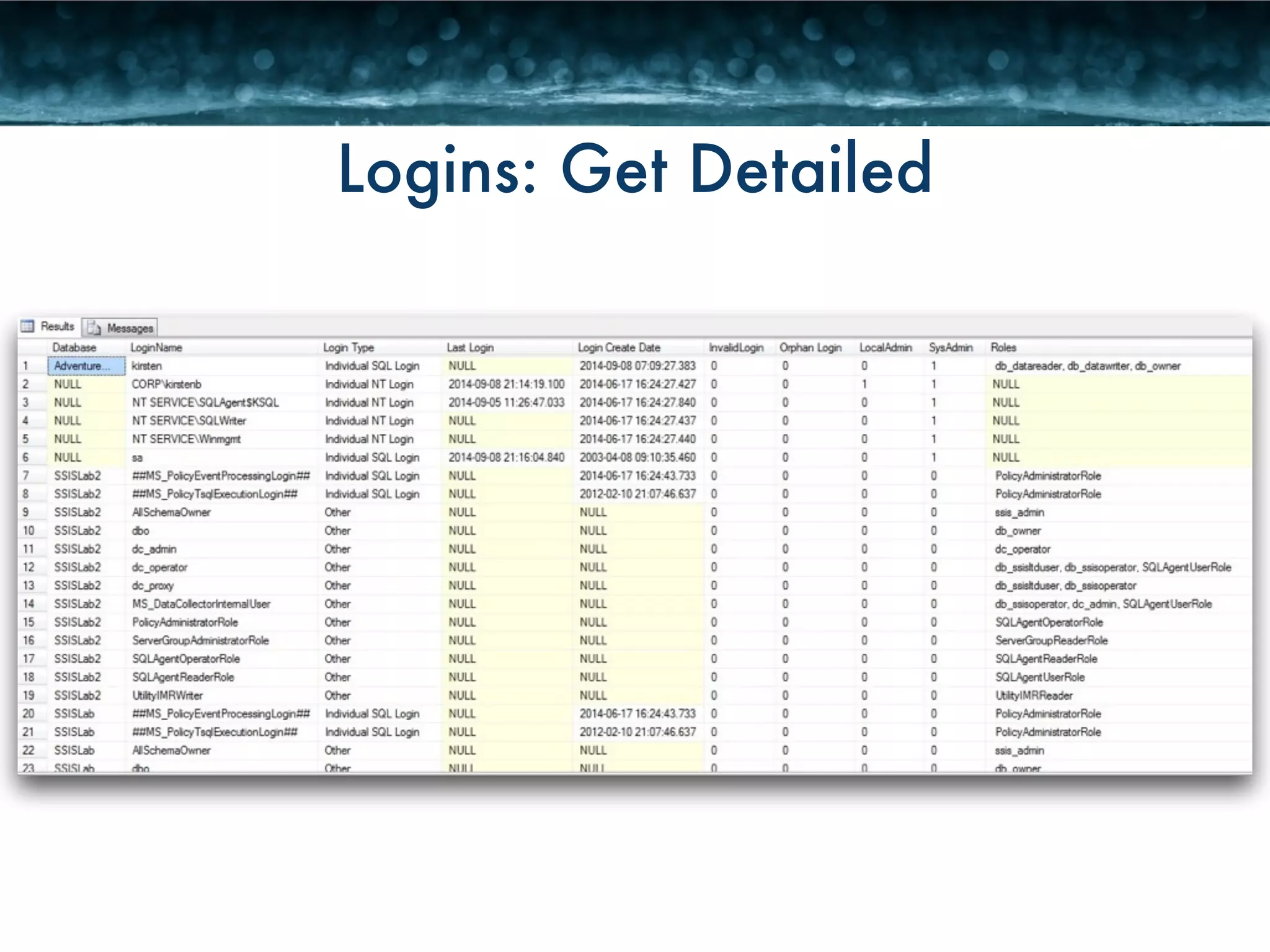 Logins: Get Detailed 
 