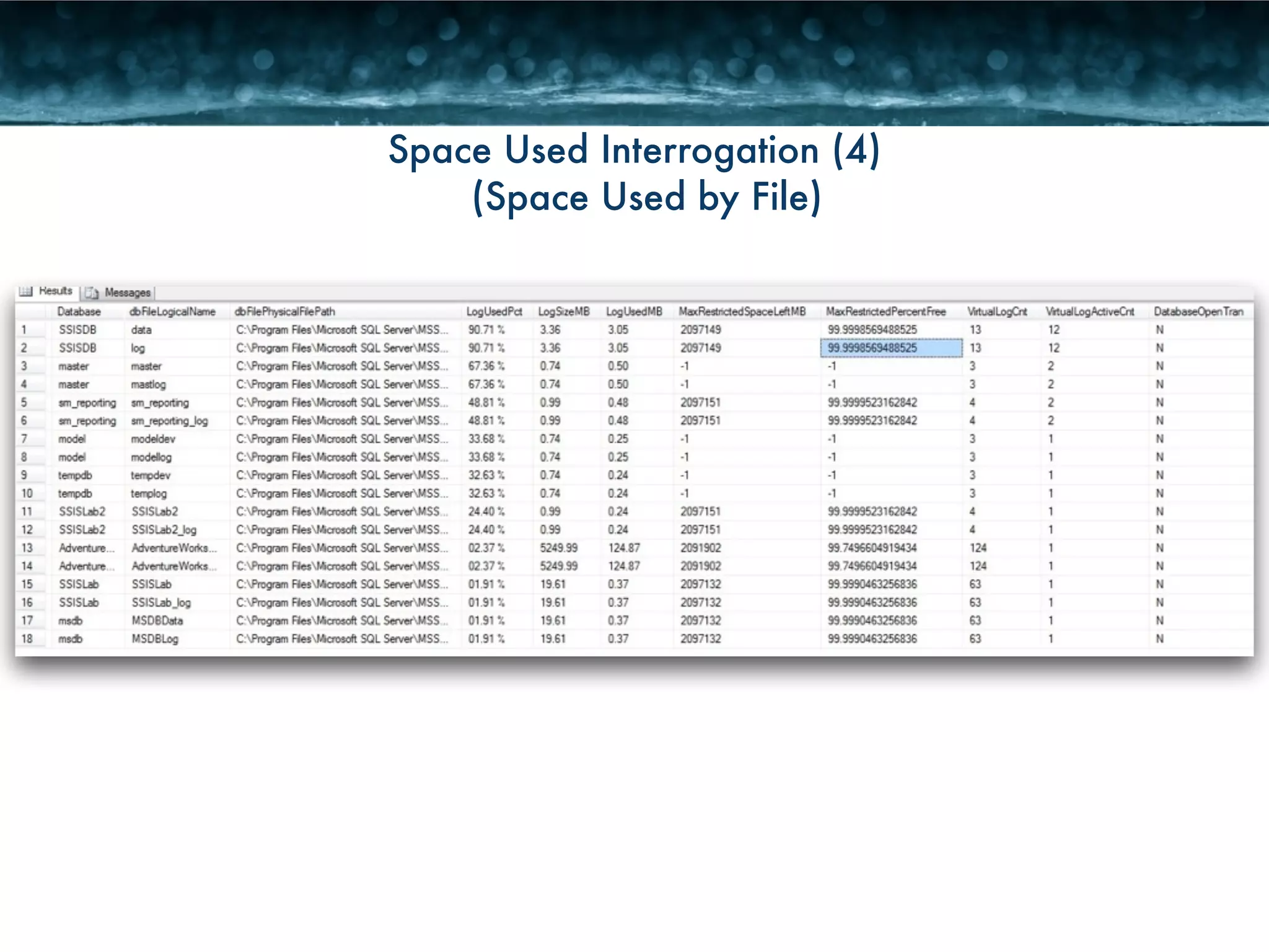 Space Used Interrogation (4) 
(Space Used by File) 
 