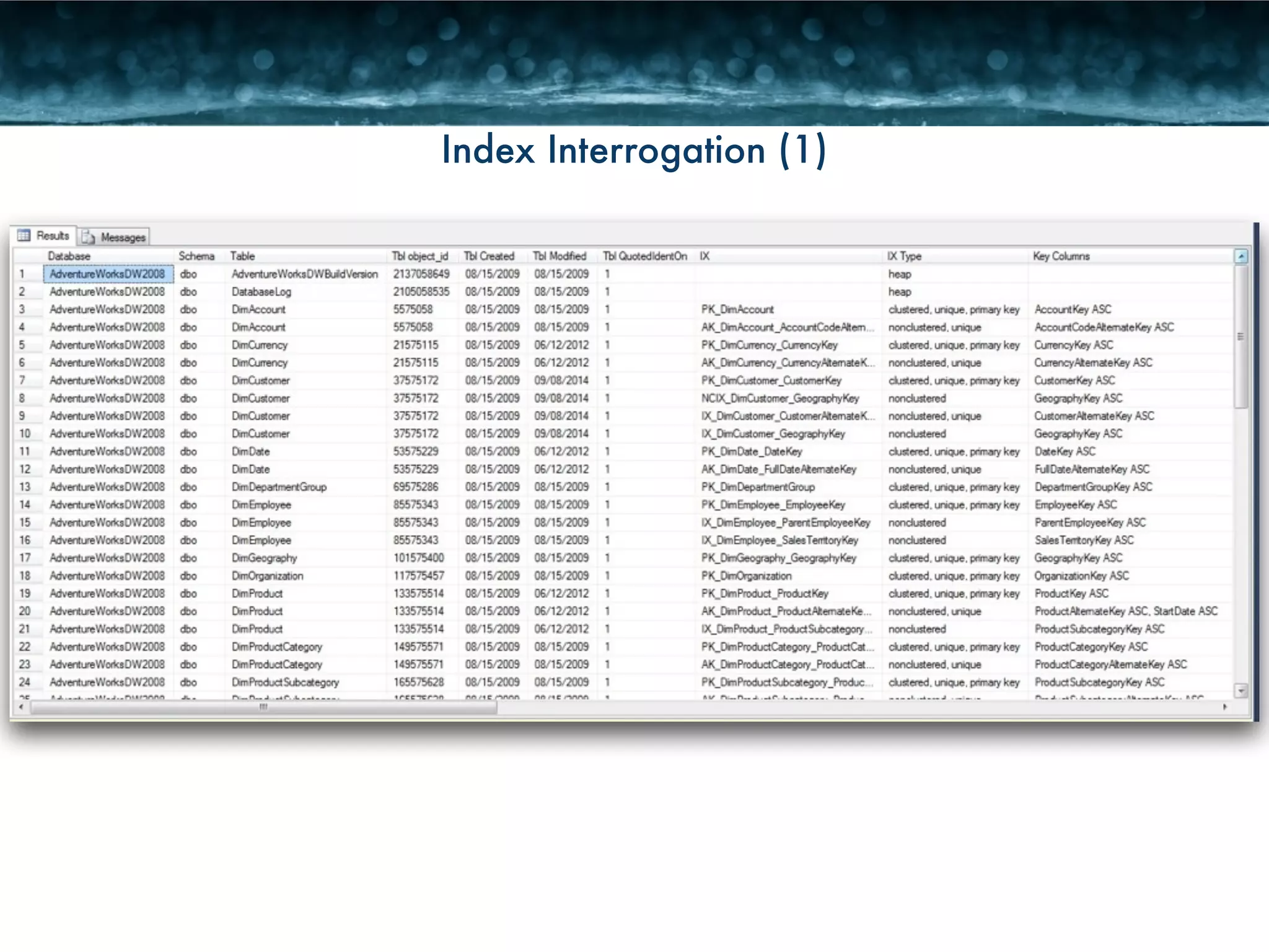 Index Interrogation (1) 
 