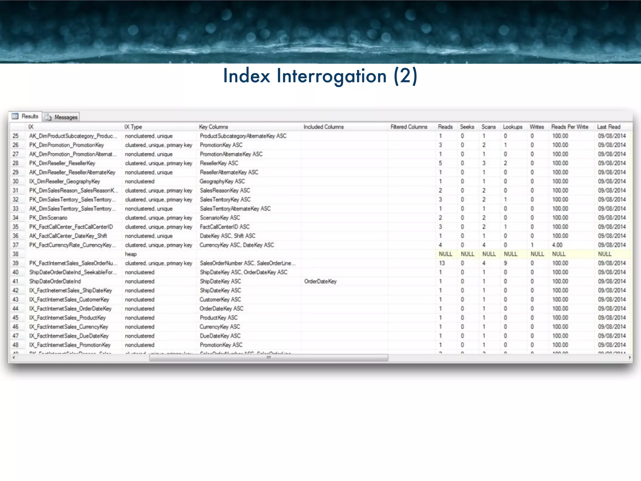 Index Interrogation (2) 
 