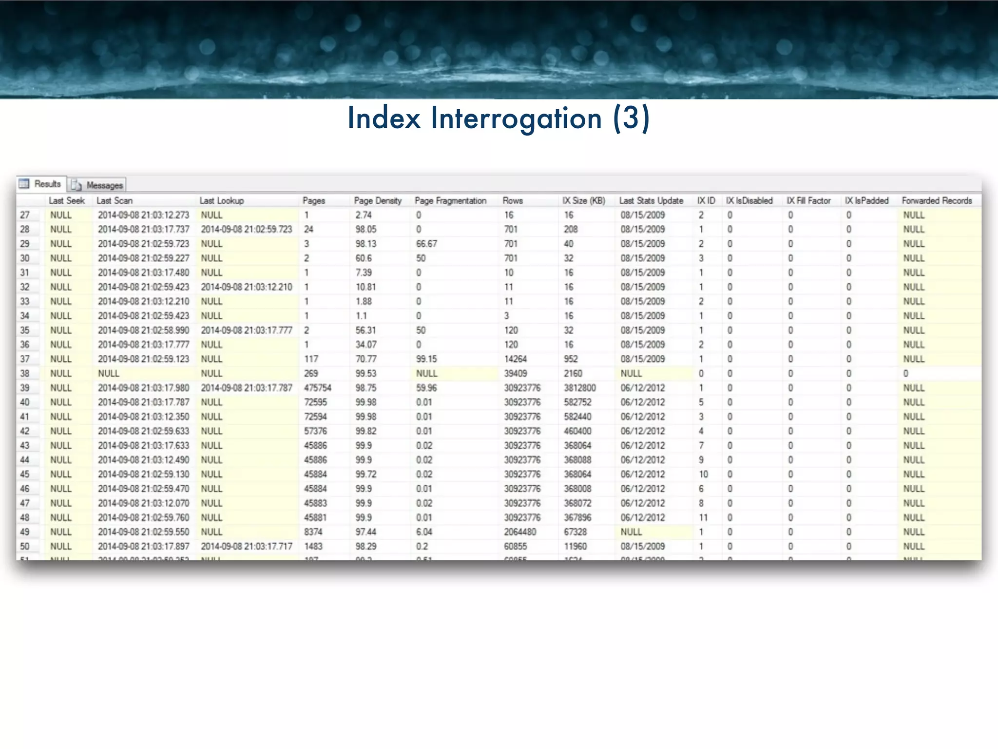 Index Interrogation (3) 
 