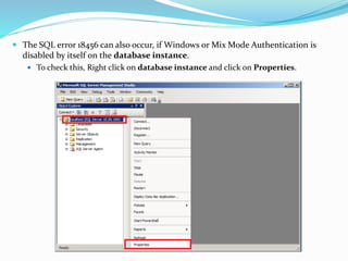 SQL Server Error 18456 - A Quick Resolution | PPT