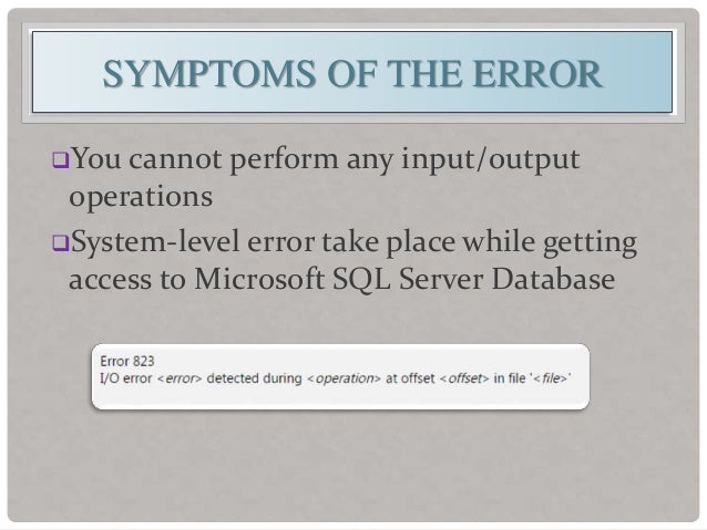 SQL Server Fatal Error 823