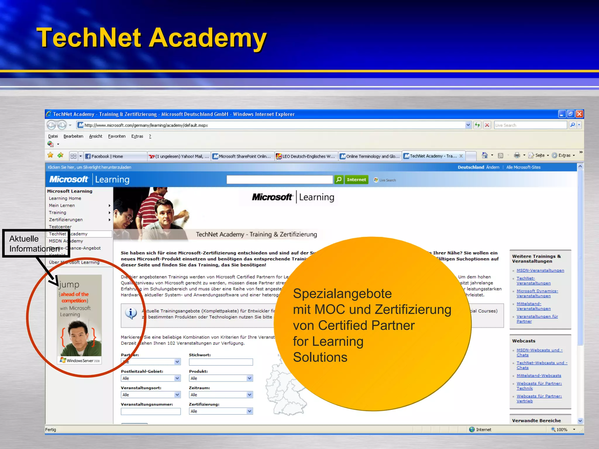 TechNet Academy Spezialangebote mit MOC und Zertifizierung von Certified Partner for Learning  Solutions  Aktuelle Informationen 