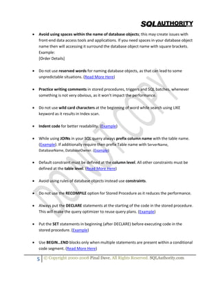 Sql server guidelines | PDF