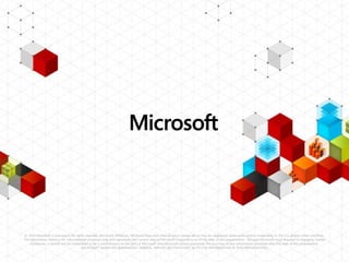 © 2011 Microsoft Corporation. All rights reserved. Microsoft, Windows, Windows Vista and other product names are or may be registered trademarks and/or trademarks in the U.S. and/or other countries.
2013
The information herein is for informational purposes only and represents the current view of Microsoft Corporation as of the date of this presentation. Because Microsoft must respond to changing market
conditions, it should not be interpreted to be a commitment on the part of Microsoft, and Microsoft cannot guarantee the accuracy of any information provided after the date of this presentation.
MICROSOFT MAKES NO WARRANTIES, EXPRESS, IMPLIED OR STATUTORY, AS TO THE INFORMATION IN THIS PRESENTATION.

 
