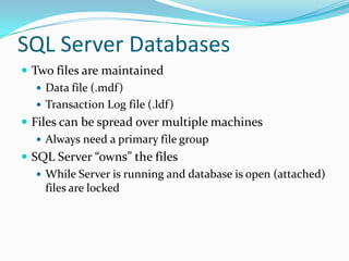 SQL Server Intro | PPTX | Databases | Computer Software and Applications