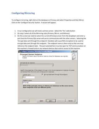 Sql server mirroring | PDF