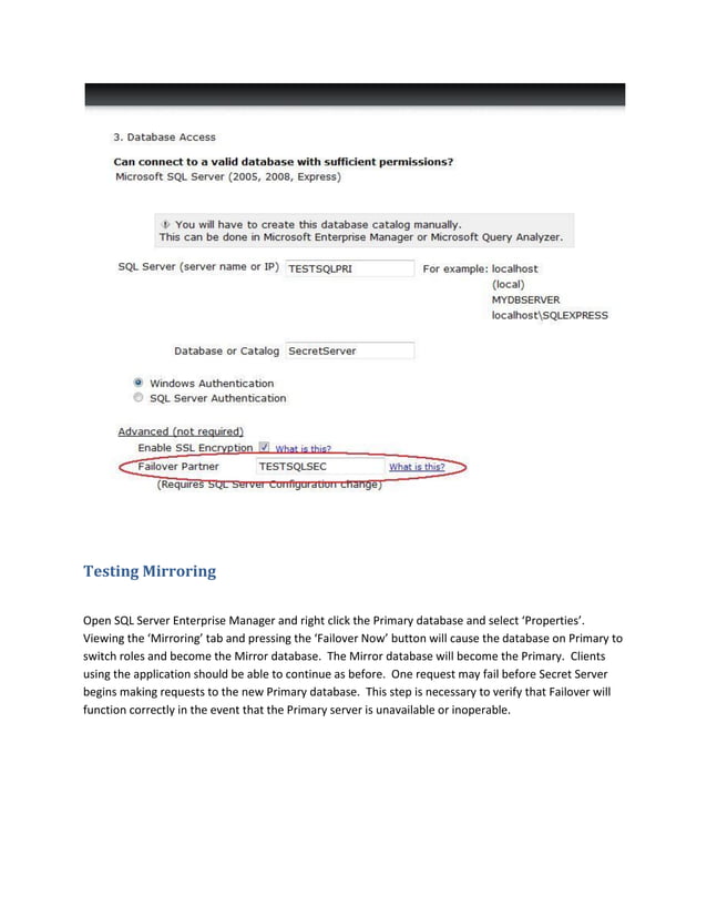 Sql server mirroring | PDF