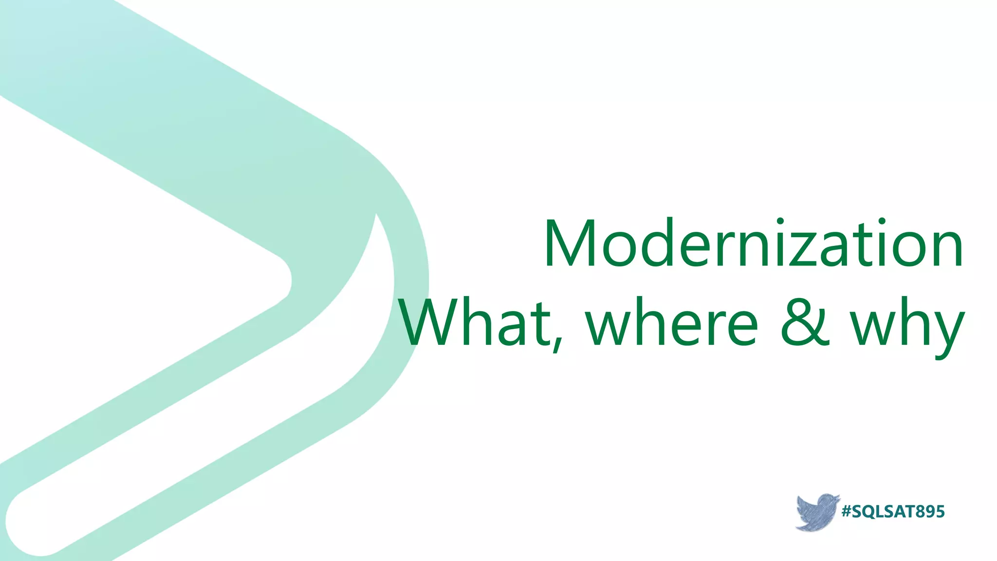#SQLSAT895
Modernization
What, where & why
 