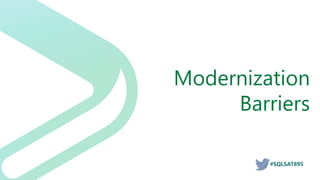 #SQLSAT895
Modernization
Barriers
 
