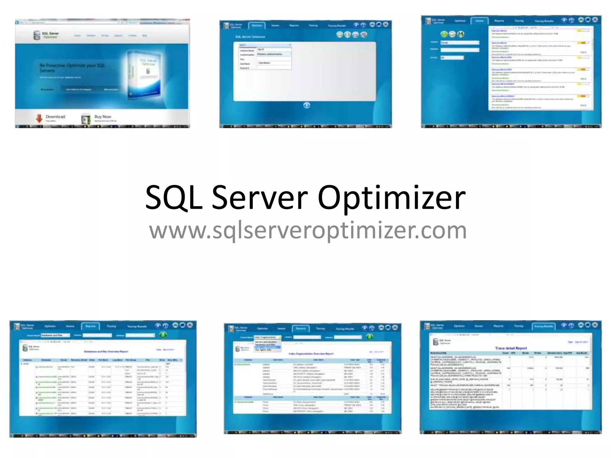 Sql server optimizer screenshots ppt free download