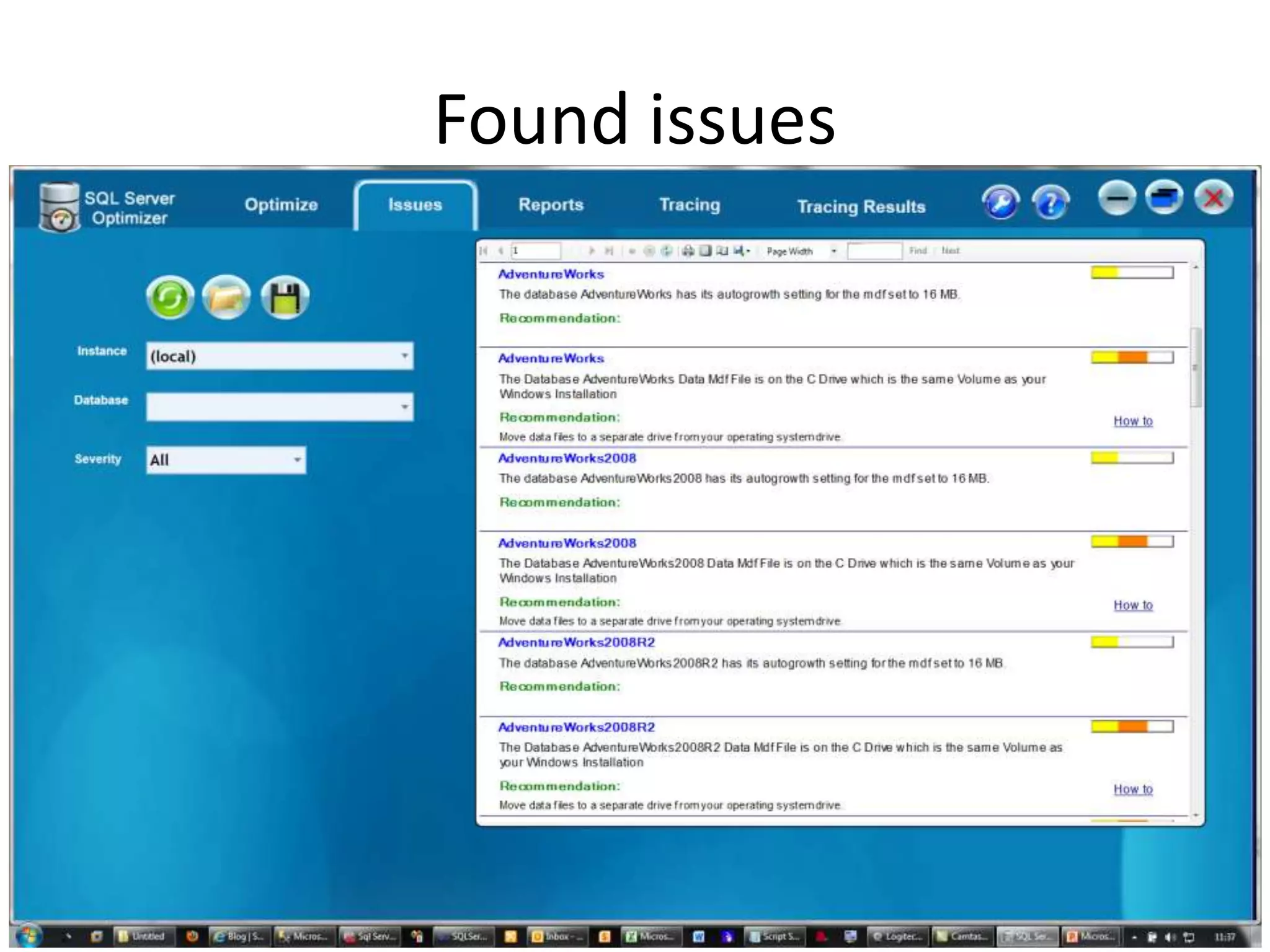 Sql server optimizer screenshots ppt