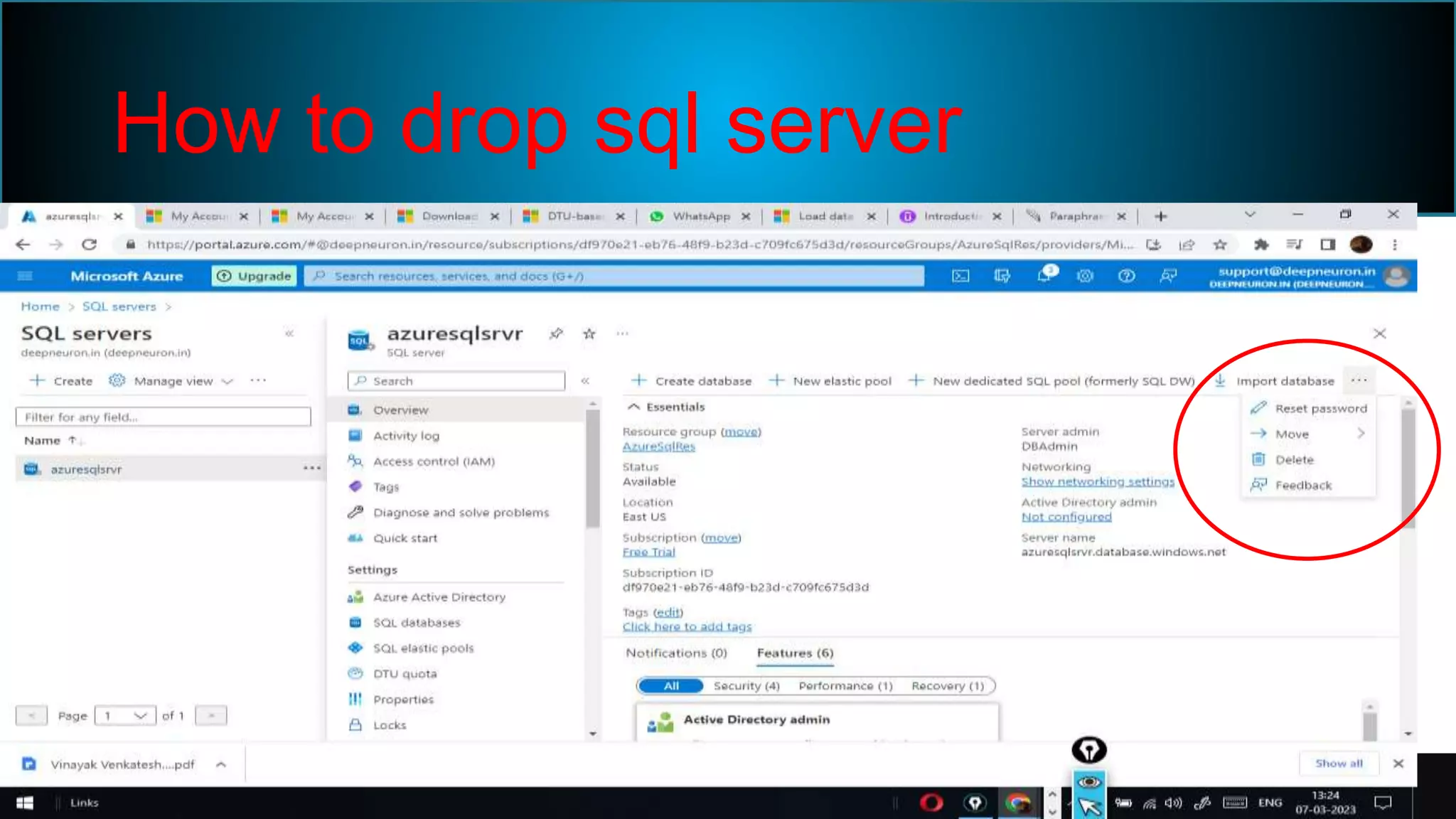 How to drop sql server
 