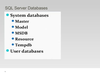 19
SQL Server Databases
 