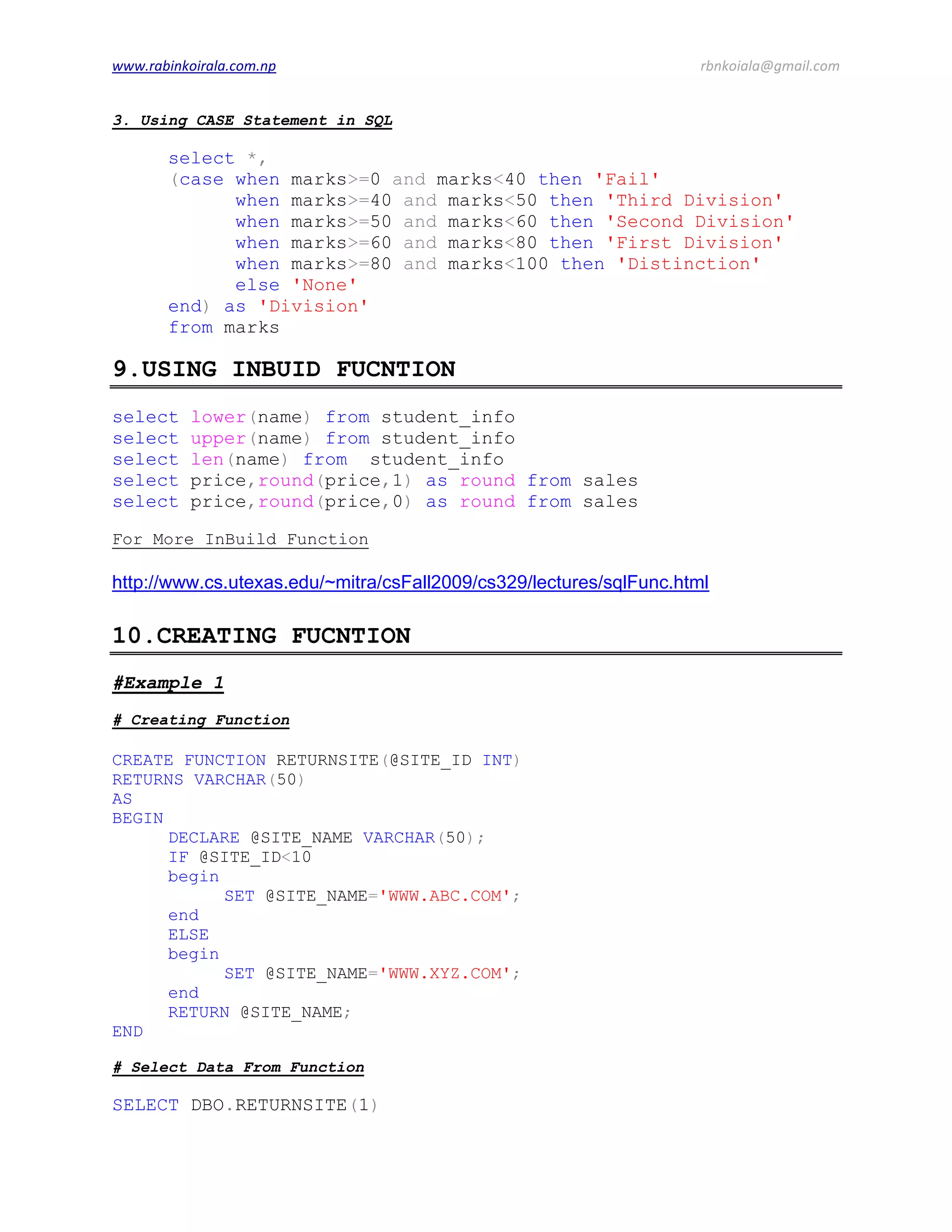 Sql server query collection | PDF