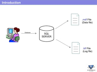 Introduction SQL SERVER Database . mdf  File (Data file) . ldf  File (Log file) 