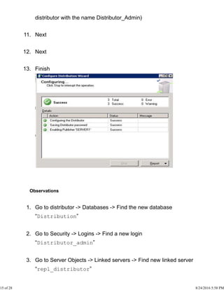 Sql server replication step by step | PDF
