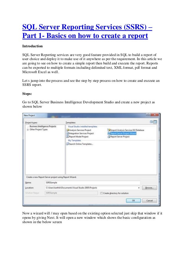 Sql server reporting services (SSRS) image.