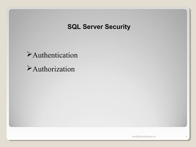 SQL Server Security | PPT | Databases | Computer Software and Applications