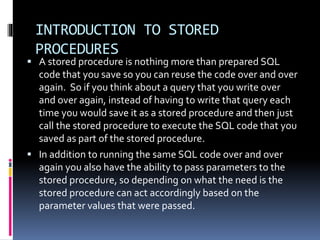 Sql server ___________session_18(stored procedures) | PPT