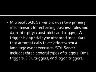Sql server ___________session_19(triggers) | PPT