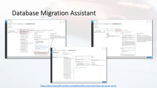 Database Migration Assistant
https://docs.microsoft.com/en-us/sql/dma/dma-overview?view=sql-server-ver15
 