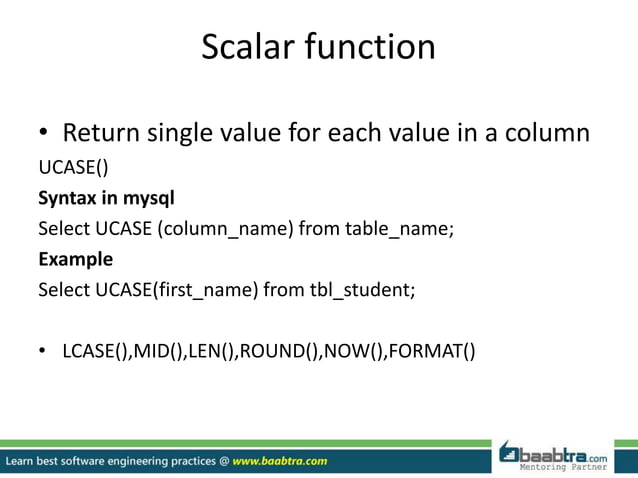 Sql statement,functions and joins | PPT