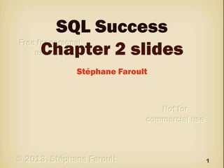 SQL Success
Chapter 2 slides
Stéphane Faroult

1

 