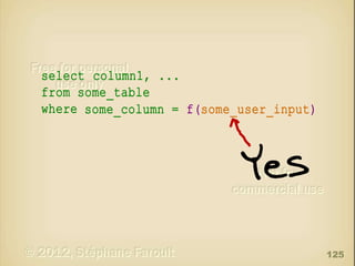 select column1, ...
from some_table
where some_column = f(some_user_input)

125

 