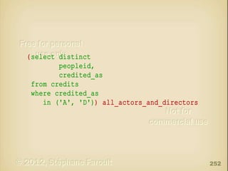 ( select distinct
peopleid,
credited_as
from credits
where credited_as
in ('A', 'D')) all_actors_and_directors

252

 